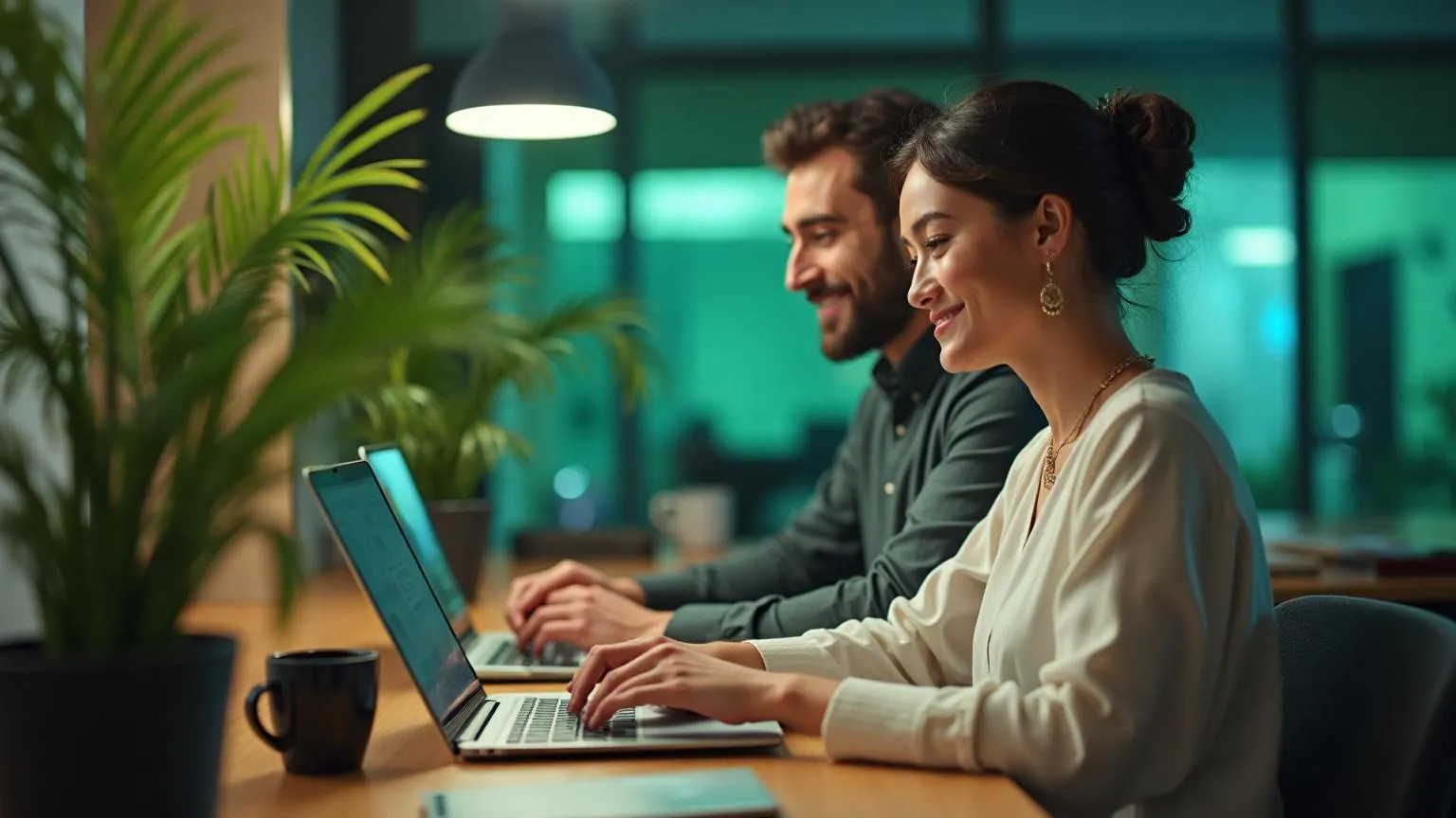 People working online